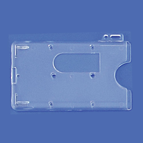Clear rigid id card holder with key ring slot