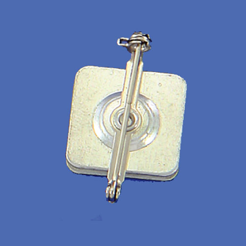 Metal safety pin with square metal base