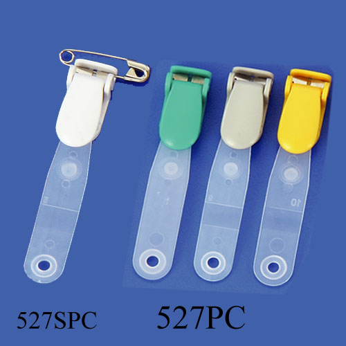 Plastic suspender badge clip with strap