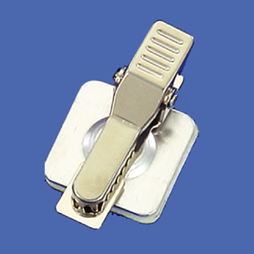 Self-adhesive pad with metal clip